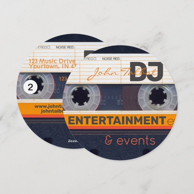 Retro Audiotape Cassette 80s DJ Business Round C Julkort (Fram/baksida)