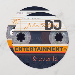 Retro Audiotape Cassette 80s DJ Business Round C Julkort