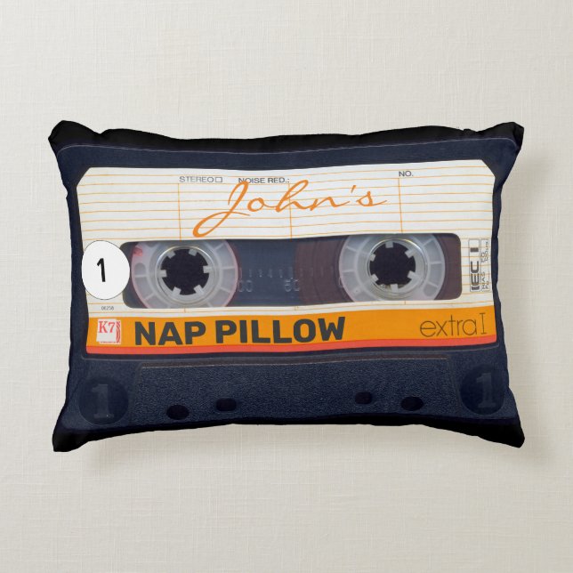 Retro Audiotape Cassette 80s personlig Dekorfärg P Prydnadskudde (Framsidan)