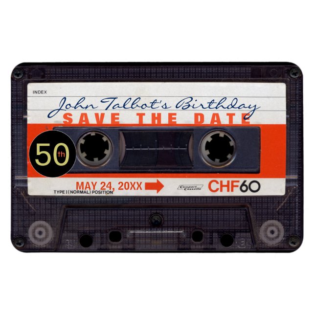 Retro Audiotape S 50-årsdag Spara datum FM Magnet (Horisontell)