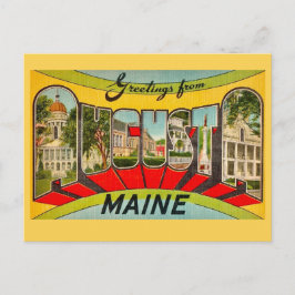 Retro Augusta ME Hälsningar Postkort Vykort
