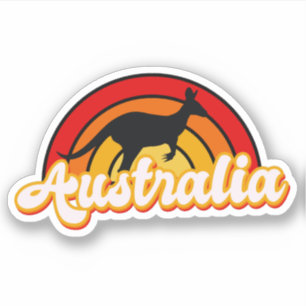 Retro Australia Kangaroo Silhouette Sunset Klistermärken