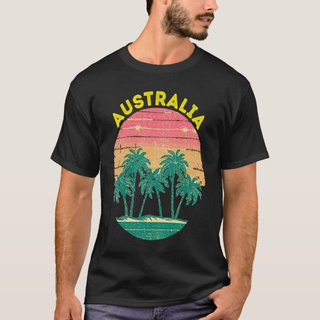 Retro Australia Vacation Souvenir Palm Tree T Shirt (Framsida)