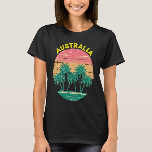 Retro Australia Vacation Souvenir Palm Tree T Shirt (Framsida)