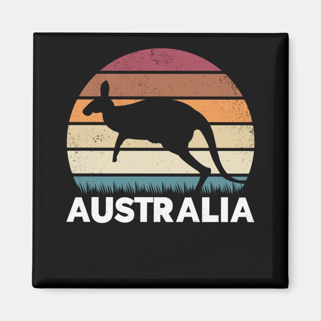 Retro Australian Animal hopping Kangaroo Magnet (Framsidan)