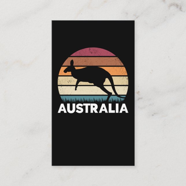 Retro Australian Animal hopping Kangaroo Visitkort (Framsida)
