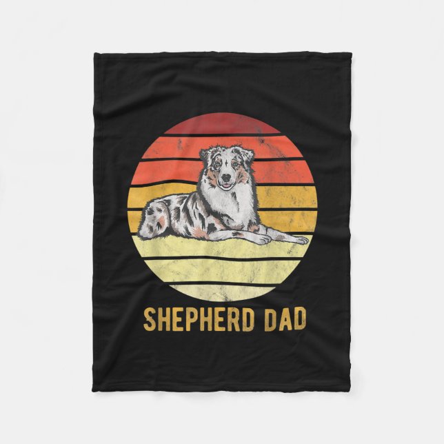 Retro Australian Hund Shepherd Pappa Hund Far  Fleecefilt (Framsidan)