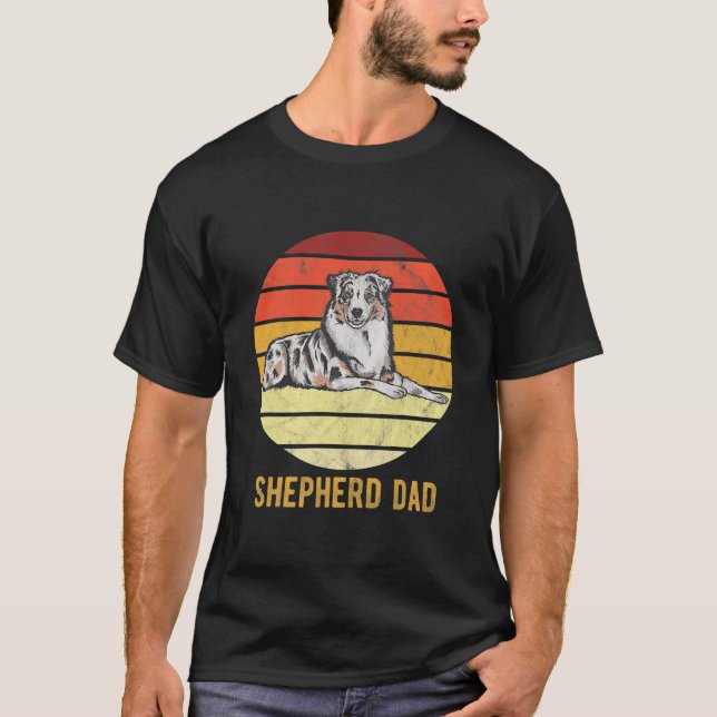 Retro Australian Hund Shepherd Pappa Hund Far  T Shirt (Framsida)
