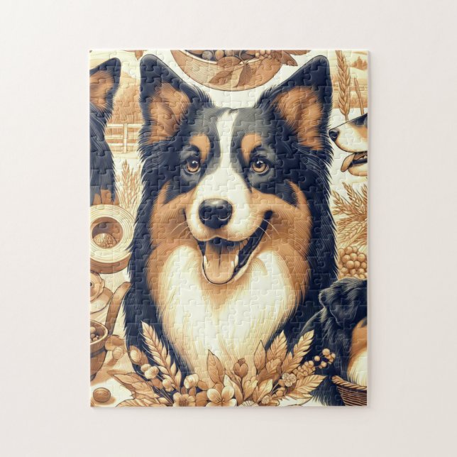 Retro Australian shepherd Illustration Pussel (Vertikal)