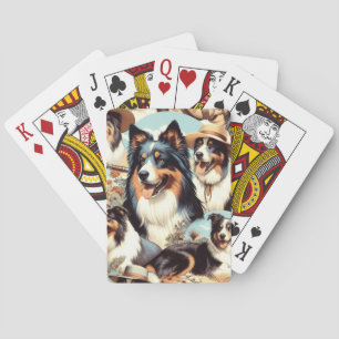 Retro Australian shepherd Sömlös målning Casinokort
