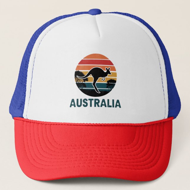 Retro Australian Sunset Animal hopping Kangaroo Keps (Framsida)