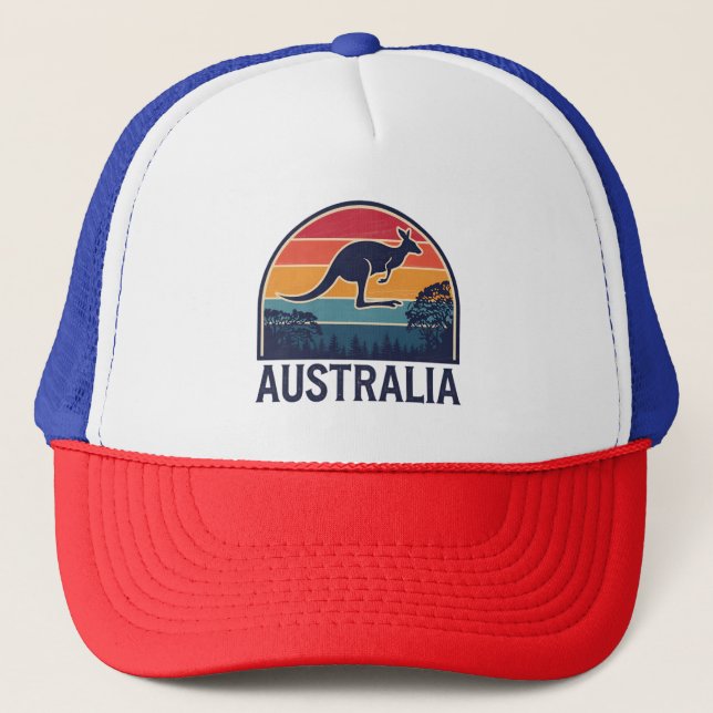 Retro Australian Sunset Animal hopping Kangaroo Keps (Framsida)