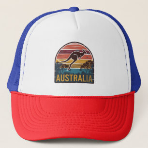 Retro Australian Sunset Animal hopping Kangaroo Keps