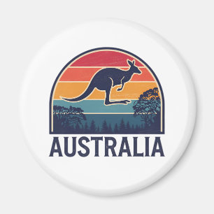 Retro Australian Sunset Animal hopping Kangaroo Magnet