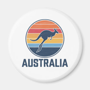Retro Australian Sunset Animal hopping Kangaroo Magnet