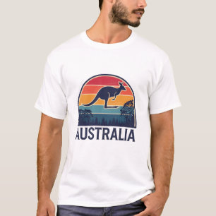 Retro Australian Sunset Animal hopping Kangaroo T Shirt