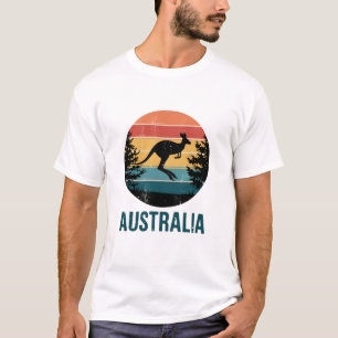 Retro Australian Sunset Animal hopping Kangaroo T Shirt