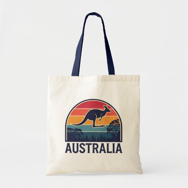 Retro Australian Sunset Animal hopping Kangaroo Tygkasse (Framsidan)