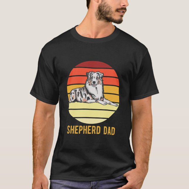 Retro Australien Hund Shepherd Pappa Hund Far  T Shirt (Framsida)
