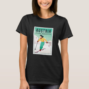 Retro Austria Skiing Motif med Ski- och Ski Poles T Shirt