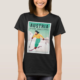 Retro Austria Skiing Motif with Ski och Ski Poles T Shirt