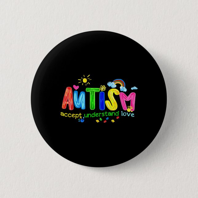 Retro Autism Acceptera Förstå Kärlek Att Vara Knapp (Framsida)