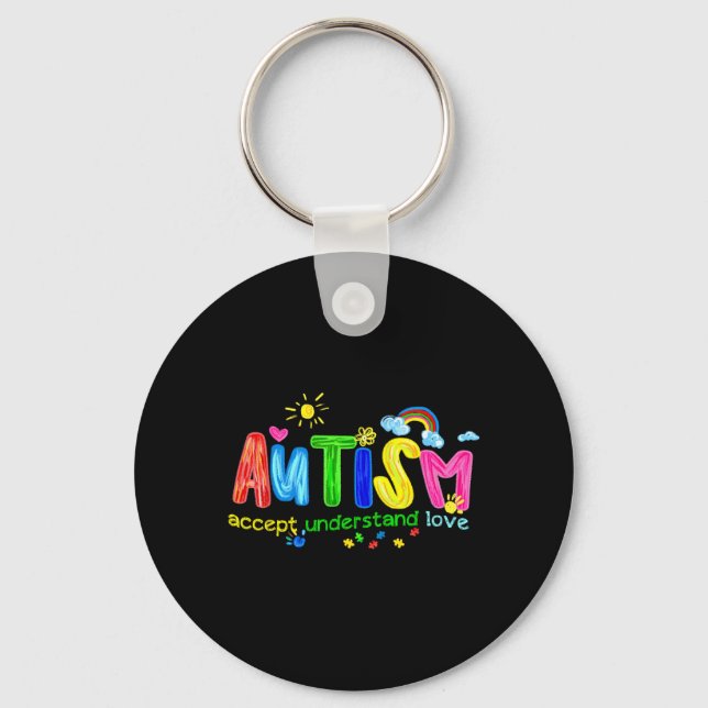 Retro Autism Acceptera Förstå Kärlek Att Vara Nyckelring (Framsida)