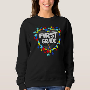 Retro Autism Awareness Heart First Klass Support P T Shirt