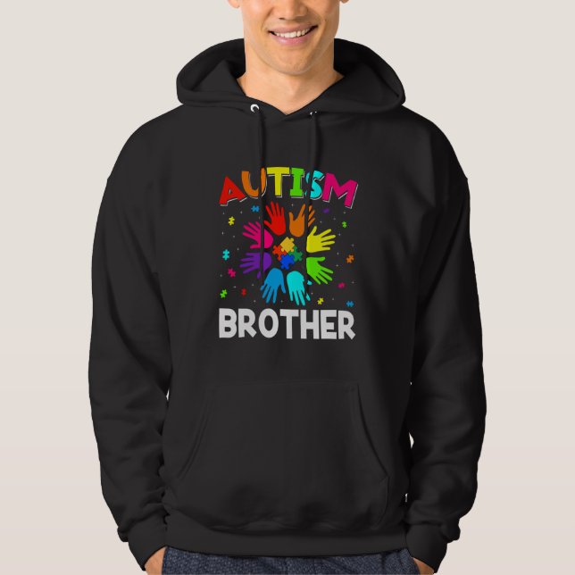 Retro Autism Awareness USA flagga Brother Support  Hoodie (Framsida)