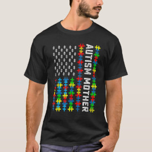 Retro Autism Awareness USA flagga Mor Support Aut T Shirt