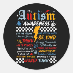 Retro Autism Awareness World Tour Pusselbit Runt Klistermärke