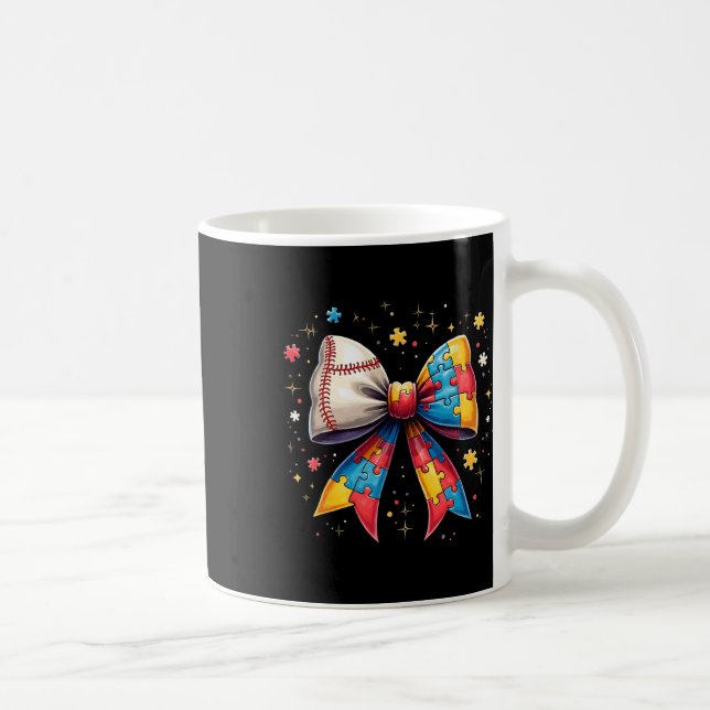 Retro Autism Basebollbåge Pusselbit Medvetenhet C Kaffemugg (Höger)