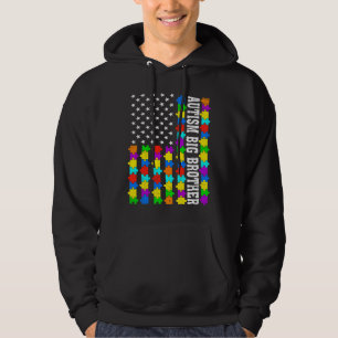 Retro Autism Big Brother American Flagga Kärlek Au Hoodie