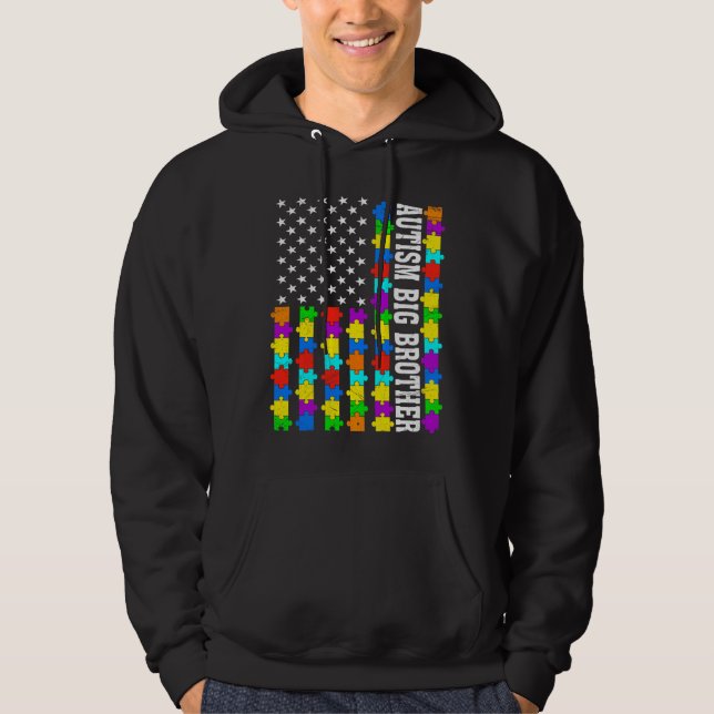Retro Autism Big Brother American Flagga Kärlek Au Hoodie (Framsida)