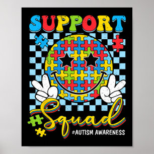 Retro Autism Medvetande Stödtrupp Groovy Leende Poster