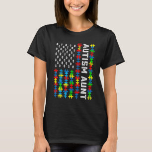 Retro Autism Medvetande Usa Flagga Faster Stöd Aut T Shirt