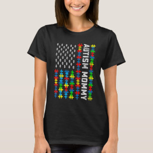 Retro Autism Medvetenhet Usa Flagga Mamma Stöd Aut T Shirt