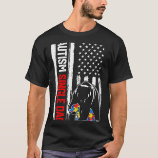 Retro Autism Single Pappa Bear American Flagga Awa T Shirt