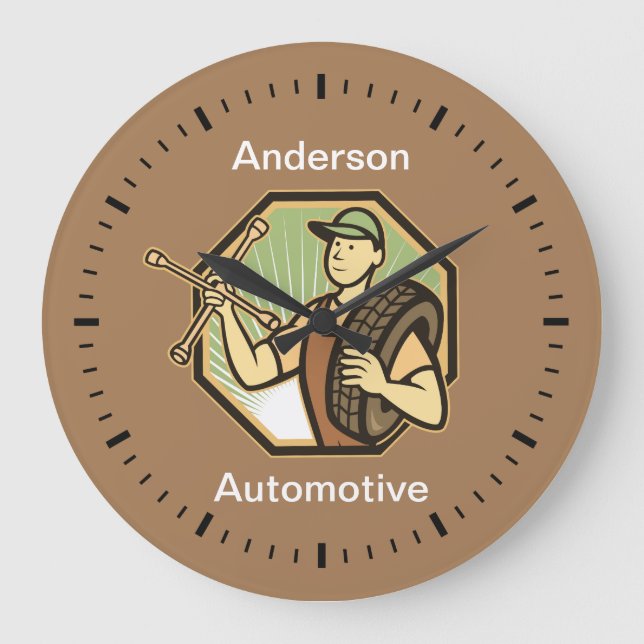 Retro Automotive Business Themme Wall Clocks Stor Klocka (Framsida)