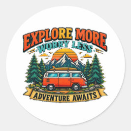 Retro äventyrs camping dekal  runt klistermärke