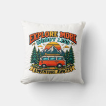 Retro äventyrs camping kastkudde