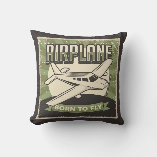 Retro Aviation Airplan Dekorativ kudde (Framsida)