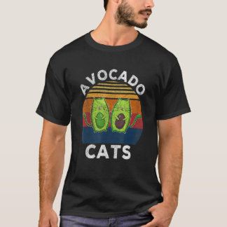 Retro Avocato Avogato Avocado Cats Vegan T Shirt