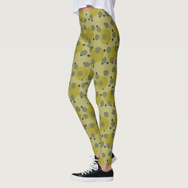 Retro Avokado Dröm 1970-talets Atomcirklar   Leggings (Vänster)