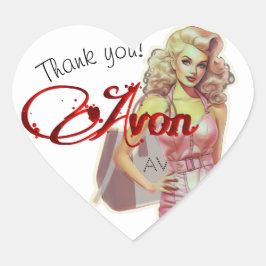 Retro Avon, representativt Affärskort Hjärtformat Klistermärke
