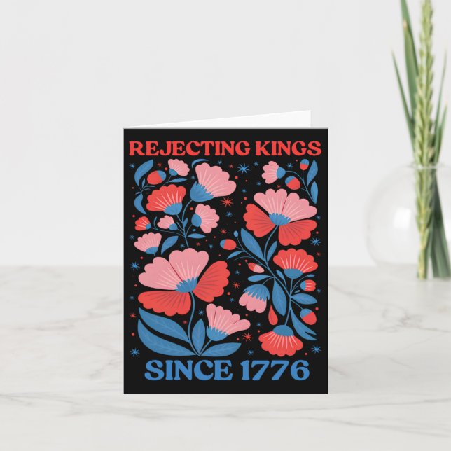 Retro Avvisande Kings Sedan 1776 Boho Blommig Kvin Kort (Framsida)