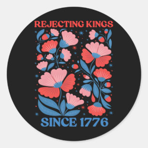Retro Avvisande Kings Sedan 1776 Boho Blommig Kvin Runt Klistermärke