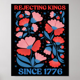 Retro Avvisar Kings Sedan 1776 Boho Blommig Kvinno Poster
