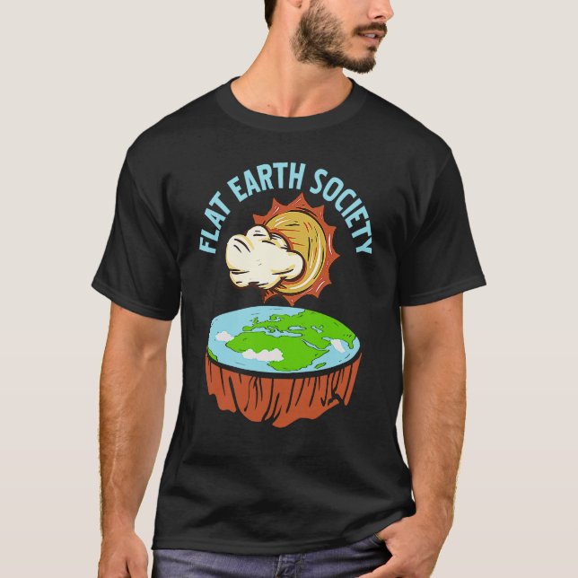 Retro Awesome FLAT Earth Society Designs Present T Shirt (Framsida)