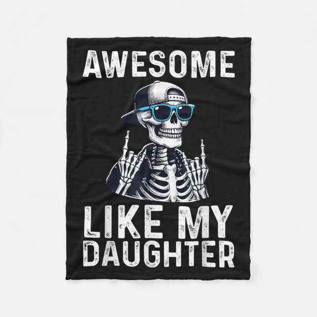 Retro Awesome Like My Daughter Funny Dad Parents D Fleecefilt (Framsidan)